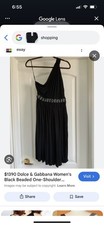 D&G Black One-Shoulder Beaded Maxi Dress V-Neck Sleeveless Chiffon S