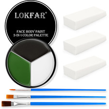 Black White Green Face  Body Paint - Blendable Facepaint Foundation with Spo...