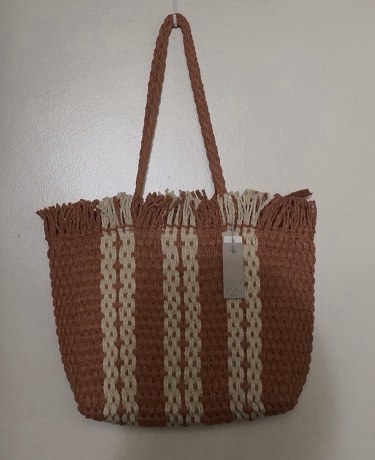 Bolso de Mano Calia Tejido a Mano, Bolso de Hombro Artesanal de Terracota.