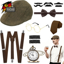 Herren Mafia Anzug Set 20er Jahre Cosplay Party Hochzeit Halloween Mit Hut & Tas