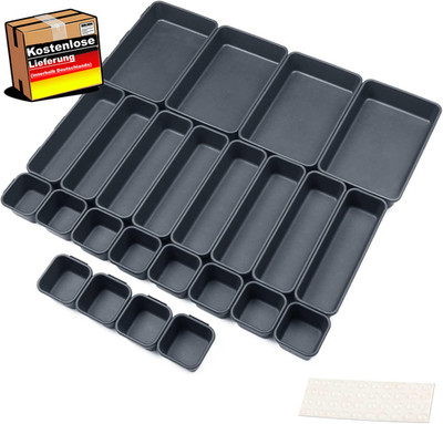 Schubladen Einlagen 24 Stk Trennsystem Gewürz Organizer Schublade Schwarz Trenne