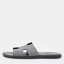 Hermes Izmir Size 41.5 WhiteBlack ZigZag Leat...