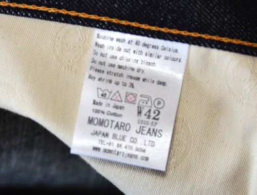 Jeans Momotaro 0305 stretti conici 15,7 oz W42 taglia grande denim grigio non lavato - Foto 9 di 10
