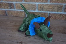 CALTOY Peluche Marioneta de Mano Verde Dinosaurio Azul Marrón Suave Muñeca Libro Juguete Relleno