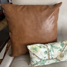 Homfiner Faux Leather Throw Pillow Cover 18 x 18 Brown
