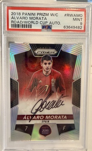 2018 Panini Prizm World Cup Soccer Road To World Cup Auto Alvaro Morata PSA 9