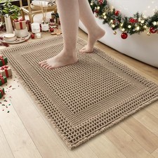 Waffle Bath-Mat, Absorbent Bath Mats for Bathroom Non Slip, Machine Washable ...