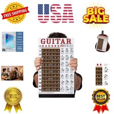 Laminated Guitar Chord  Fretboard Note Chart Instructional Easy Poster for B...