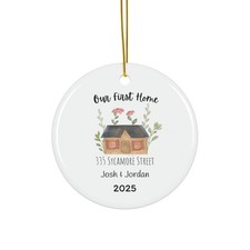 Personalized Our First Home Ceramic Christmas Ornament: Housewarming Gift