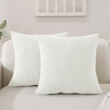 Waterproof Throw Pillow Covers 20x20 Inch 20" x 20" Pack of 2 Beige White