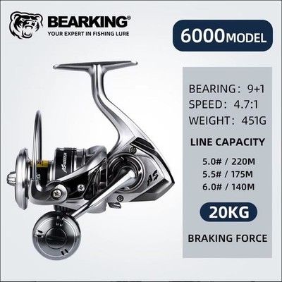 Bearking AS-6000 sw Assassin Spinrolle Hecht Zander Karpfenrolle Angelrolle