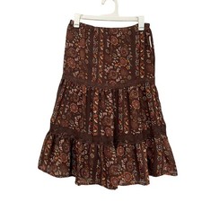 Mary Kate Ashley Y2K Vintage Girls 8 Skirt Brown Floral Boho Cottagecore Rare