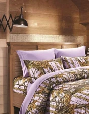 LAVENDER CAMO SHEET SET!! FULL SIZE BEDDING 6 PC CAMOUFLAGE LIGHT DEEP WOODS