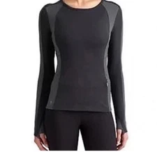 Athleta Spotlight Long Sleeve Colorblock Pinstripe Active Top  Size: XS  Black