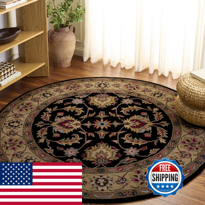 Safavieh Heritage Collection 6 Round Black / Beige Hg957A Handmade Traditional
