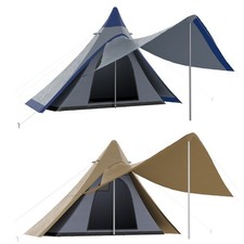 Outsunny 2-3 Person Teepee Tent, Easy Setup Camping Tent w/ Porch