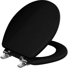 Weston round Soft-Close Never-Loosens Chrome-Hinge Enameled Wood Toilet Seat in