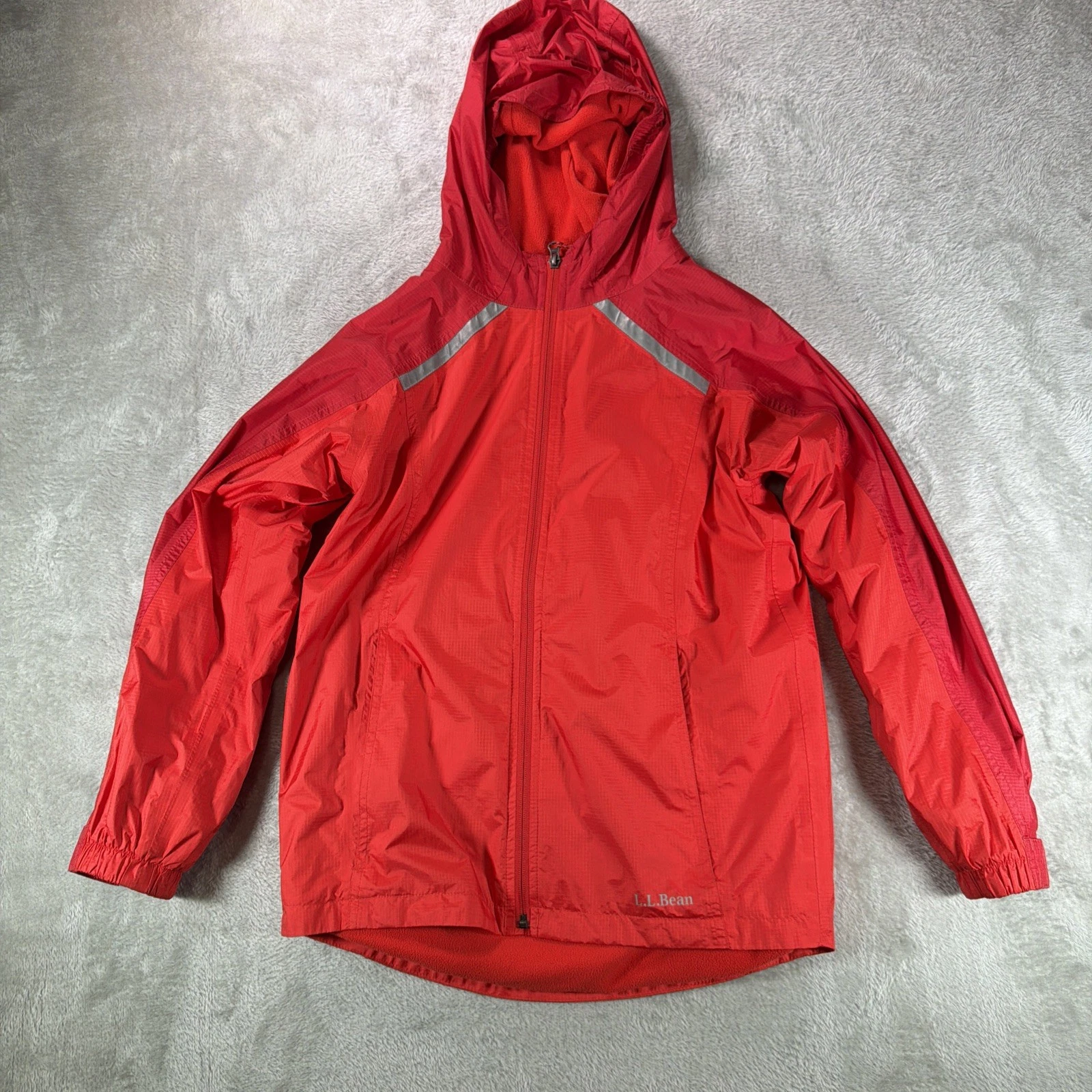 ll bean stowaway goretex rain jacket Girls Youth Size 14-16 red outdoors