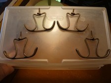 Set of 4 Vintage Coat Hooks Double Sided Bent Wire Screw In