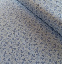 By The Yard, Tiny Leaves Flowers Blue Cotton 3.99 Ships Any Amount Of Fabric.