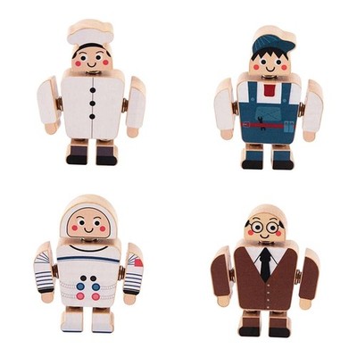 4 Stück Holz Schnapp Bausteine Lernspielzeug Mini Personen Figuren Spielzeug