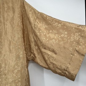 DELICATES Gold Floral Polyester Women's Satin Kimono Robe Belted Bridal Sexy