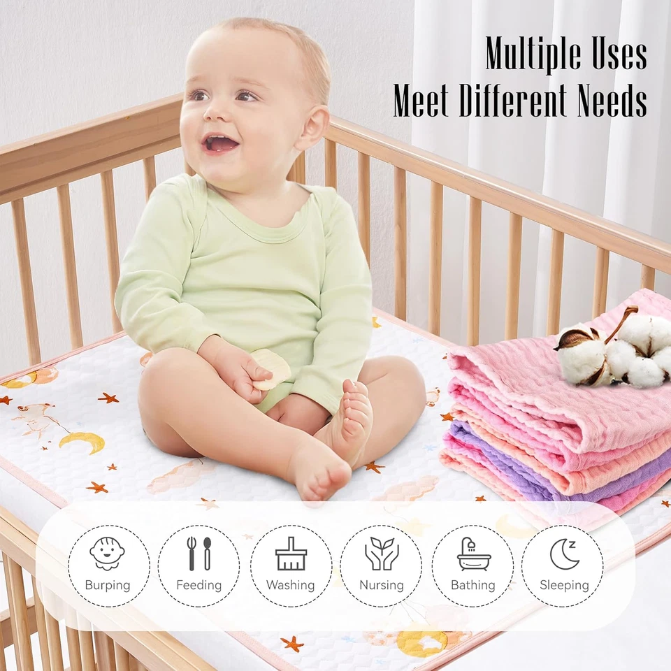 Paquete de 12 paños para eructos de muselina - grandes 20" x 10", ultra absorbentes 100 % algodón para Ba Foto 4 de 4