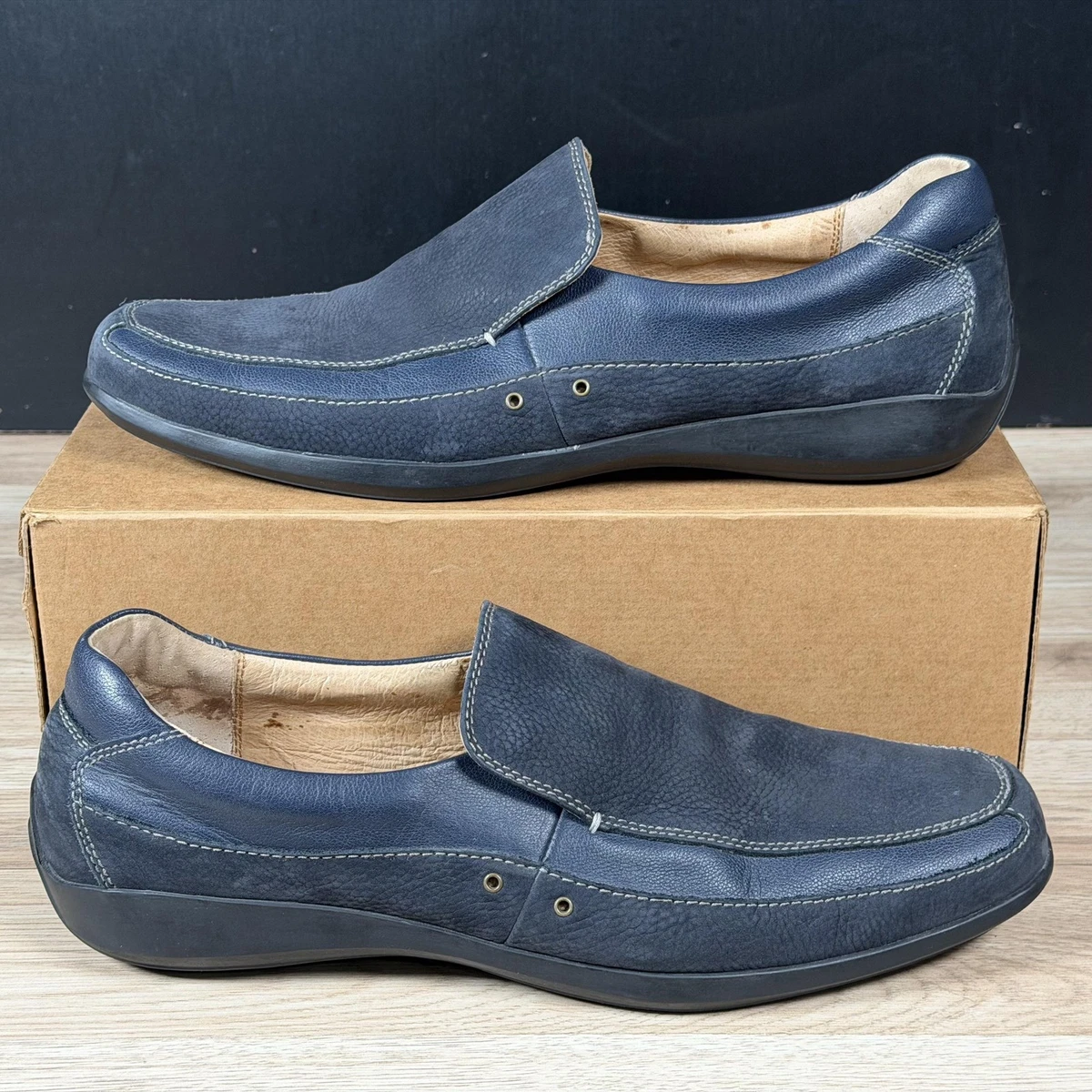 Florsheim men\'s navy blue leather slip-on loafers size 12 Florsheim Closed Toe Loafers for Men | Mercari main image 4