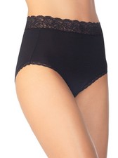 Vanity Fair 13281 Flattering Lace Brief Panty Black NWT 9/2XL