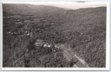 Vintage Aerial View Postcard of Mountain Valley Town Scenic Landscape