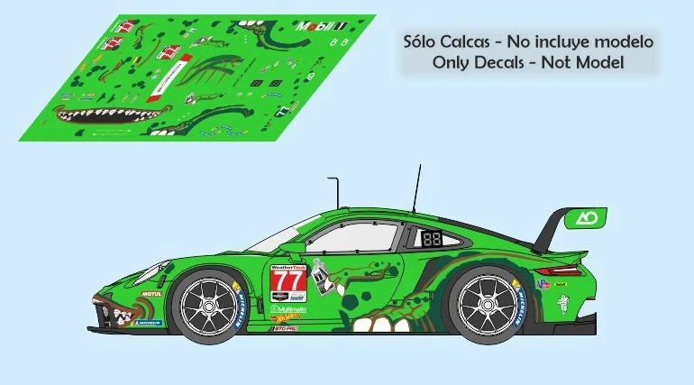 Autocollants Porsche 992 GT3 R Sebring 2025 1:32 43 1:24 18 911 Slot Rexy cal... - Photo 1/1