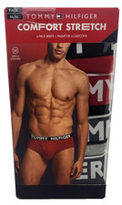 Tommy Hilfiger Hip Briefs Solid and Logo Waistband Logo Size Medium Pack of 4