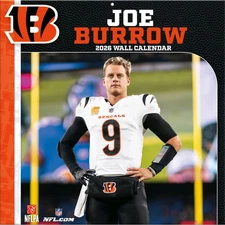 Turner Licensing,  NFL Cincinnati Bengals Joe Burrows 2026 Wall Calendar, 12'' X