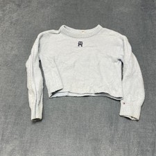 Tommy Hilfiger Cropped Sweater Girls Medium Light Blue Nylon Classic Fit Winter