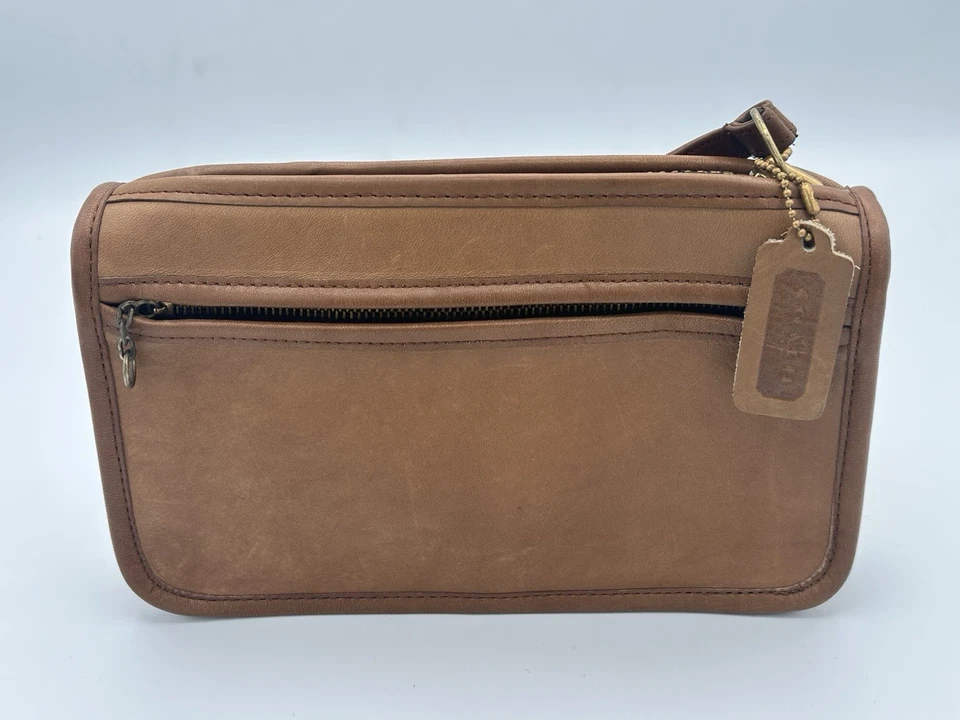 Muñequera clutch vintage Coach 1995 de cuero tostado británico modelo 9322 Foto 3 de 4