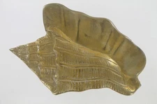 Vintage Brass Conch Shell Wall Hanging Decor - 7" - Beach Nautical