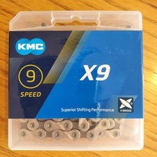 KMC X9 116-Link 9-Speed Bike Chain - Silver - for SRAM, Shimano - NEW in Box