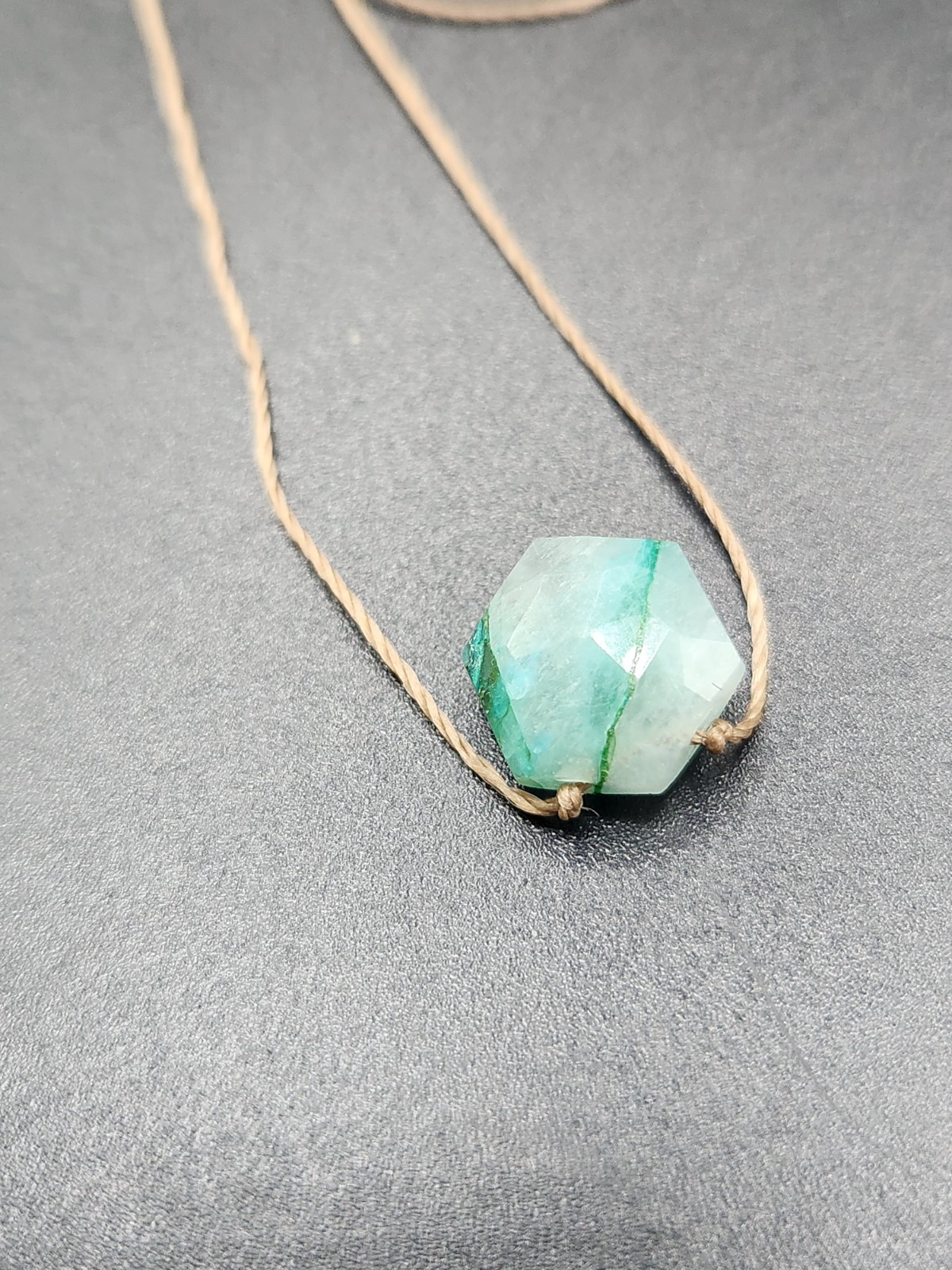 Small Green Fluorite Crystal Hexagonal Pendant Ne… - image 6