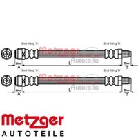 2X Bremsschlauch Metzger 4114082 2 BremsschläUche Rechts Links Hinten