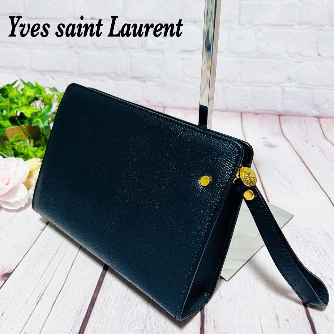 Borsa pochette uomo Yves Saint Laurent in vera pelle nera