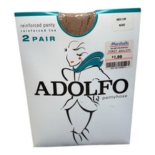2 Pair Vtg Adolfo Reinforced Panty  Toe Pantyhose Medium Nude 100 Nylon