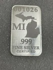 1/2 Troy Oz .999 Fine Silver Michigan State Bar- Federated Mint Read Description