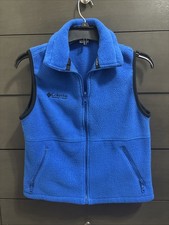 Vintage Columbia Vest Kids 10/12 Blue Fleece Full Zip Pockets Outdoor Hiking 90s