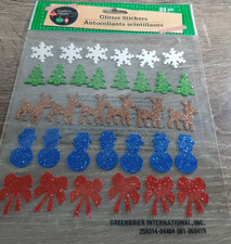 Christmas Trees Snowflakes Reindeer Dimensional Glitter Foam 33 Stickers-NEW