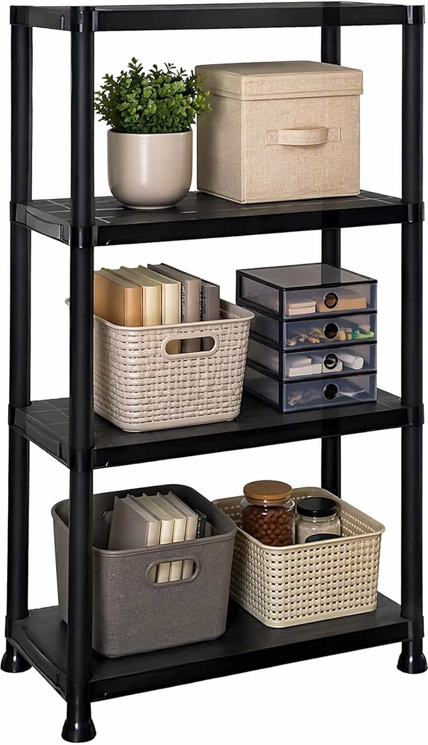 Storage Shelving Unit 4/5 Tier Heavy Duty Shelf Rack Garage Utility Room Black