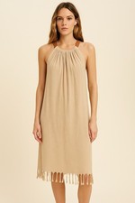 La Troupe Tulum Vestido Barbara Dress Women's Size 2 Beige Knee Length Beach NWT