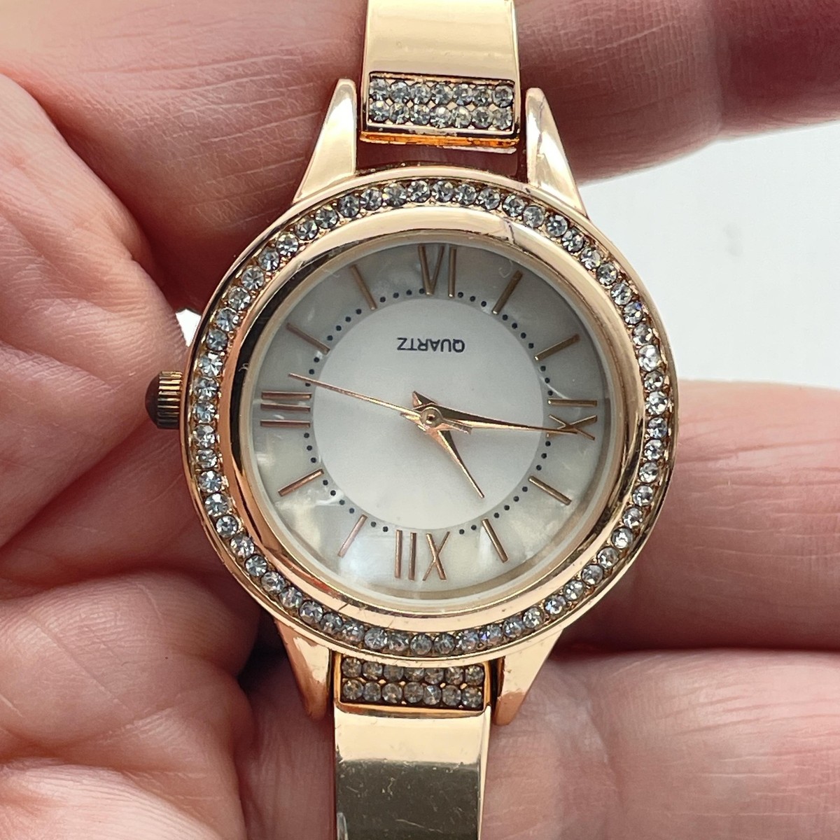 JACLYN SMITH Rose Gold Watch Quartz Crystal Accents Womens 7 Inch