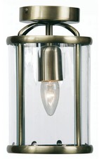 Ceiling Light Brass Fern Flush Antique Clear Glass Oaks Lighting 351 FL AB