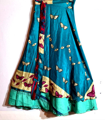 Incredible-art Vintage Silk Sari Magic Wrap Skirt Reversible Double Layer skirt