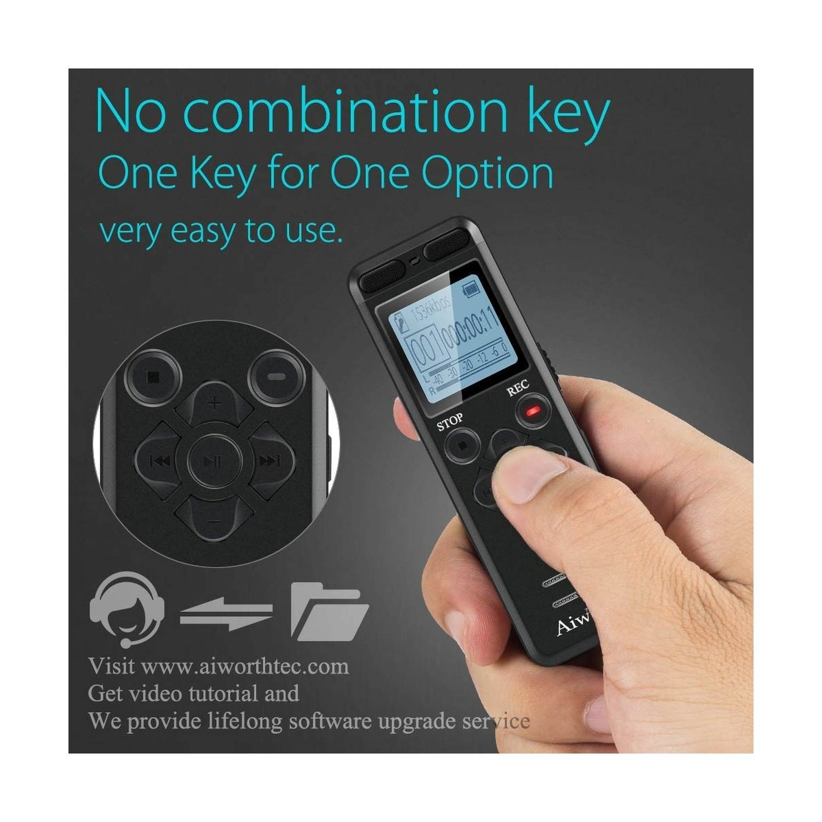 Aiworth E36 16GB Digital Voice Activated Recorder Black for sale